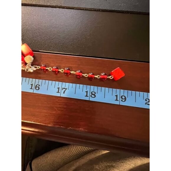 Red & Gold Multi Style Beaded Necklace 19" - Picture 6 of 6